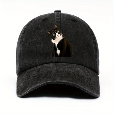 Fun Cat Print Adjustable Baseball Cap Suitable for Outdoor Travel and Leisure Activities, Lightweight, Breathable and Cool