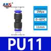 Pneumatic Nylon Air Hose Quick Connect Fittings: PU Straight, PY 5-Way, Cross 4-Way, PZA 3-Way, PE Connector with White/Blue Cap