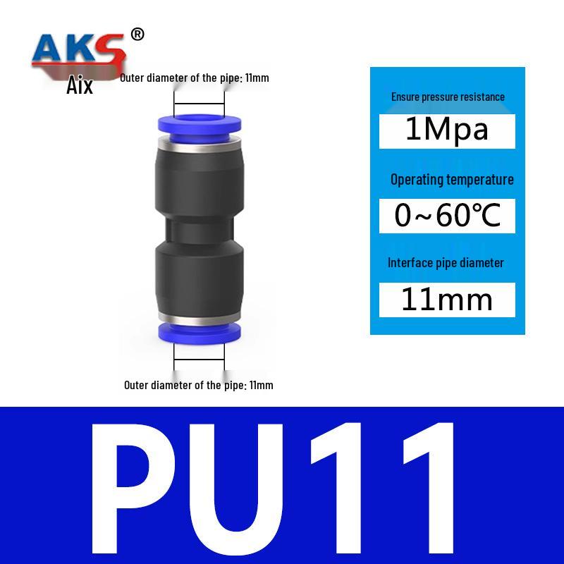Pneumatic Nylon Air Hose Quick Connect Fittings: PU Straight, PY 5-Way, Cross 4-Way, PZA 3-Way, PE Connector with White/Blue Cap