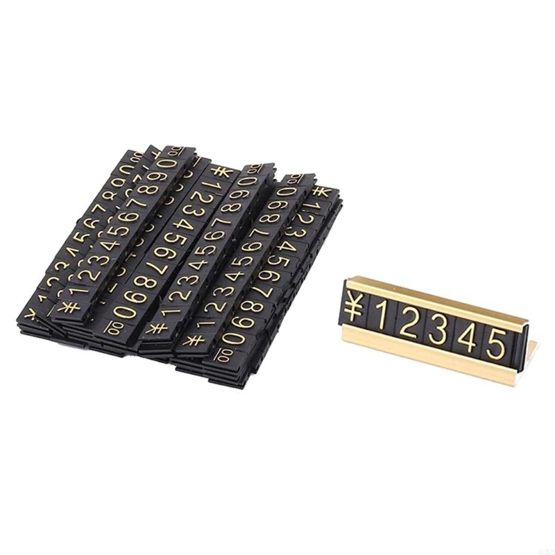 62KD Gold Number Price Tag Signs 20Sets Arabic Numerals Together Price Cube for Shopping Mall Storage Price