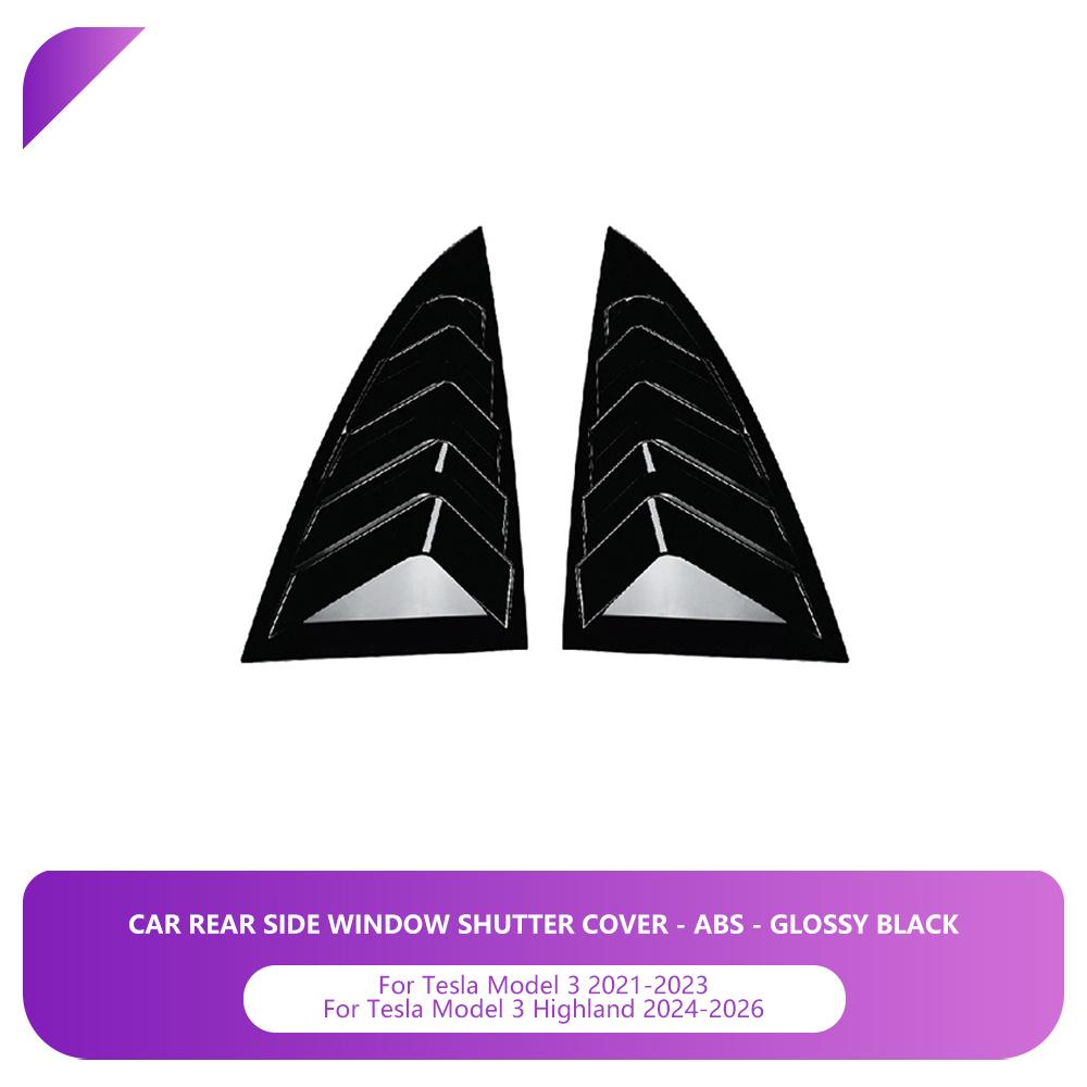 Heenvn ABS Rear Car Window Shutter Cover For Tesla Model Y Juniper Model 3 Highland 2026 2025 Louver Side Vent Trim Triangle