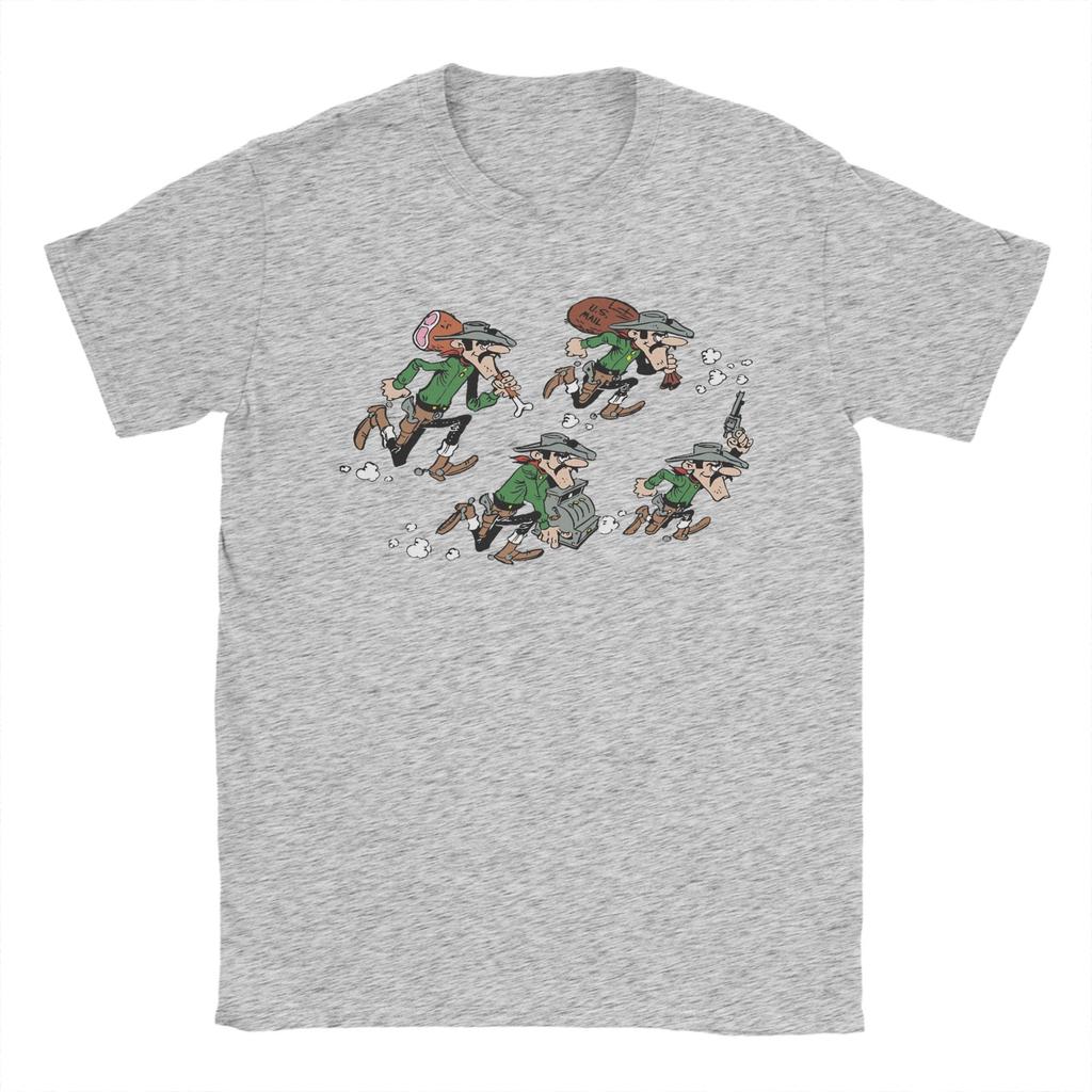 Men Outlaw-Dalton-Bros Lucky Luke T Shirts Pure Cotton Clothing Crazy Short Sleeve Round Neck Tees Gift T-Shirt