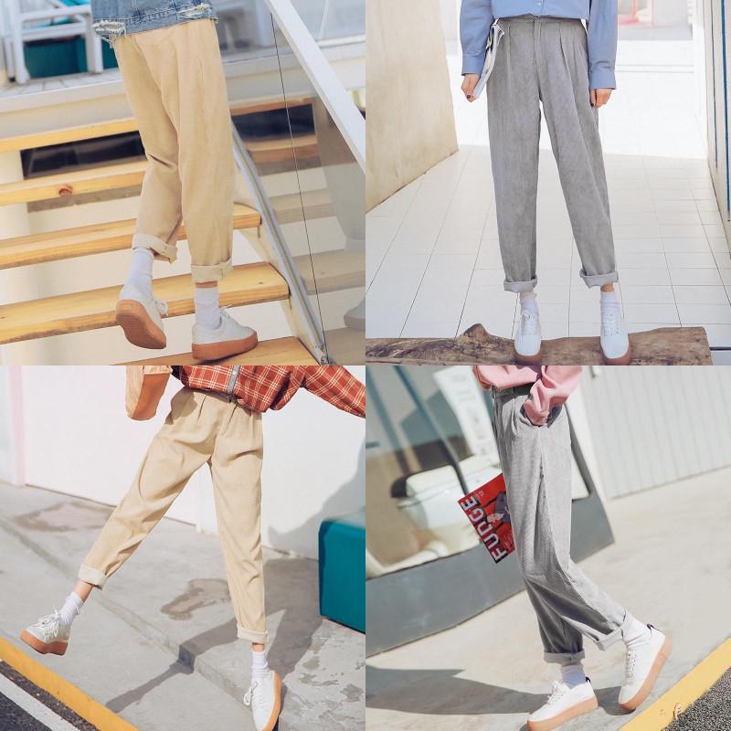 Cotton Blend Womens Pants With Slim Fit And High Waist For Casual Wear