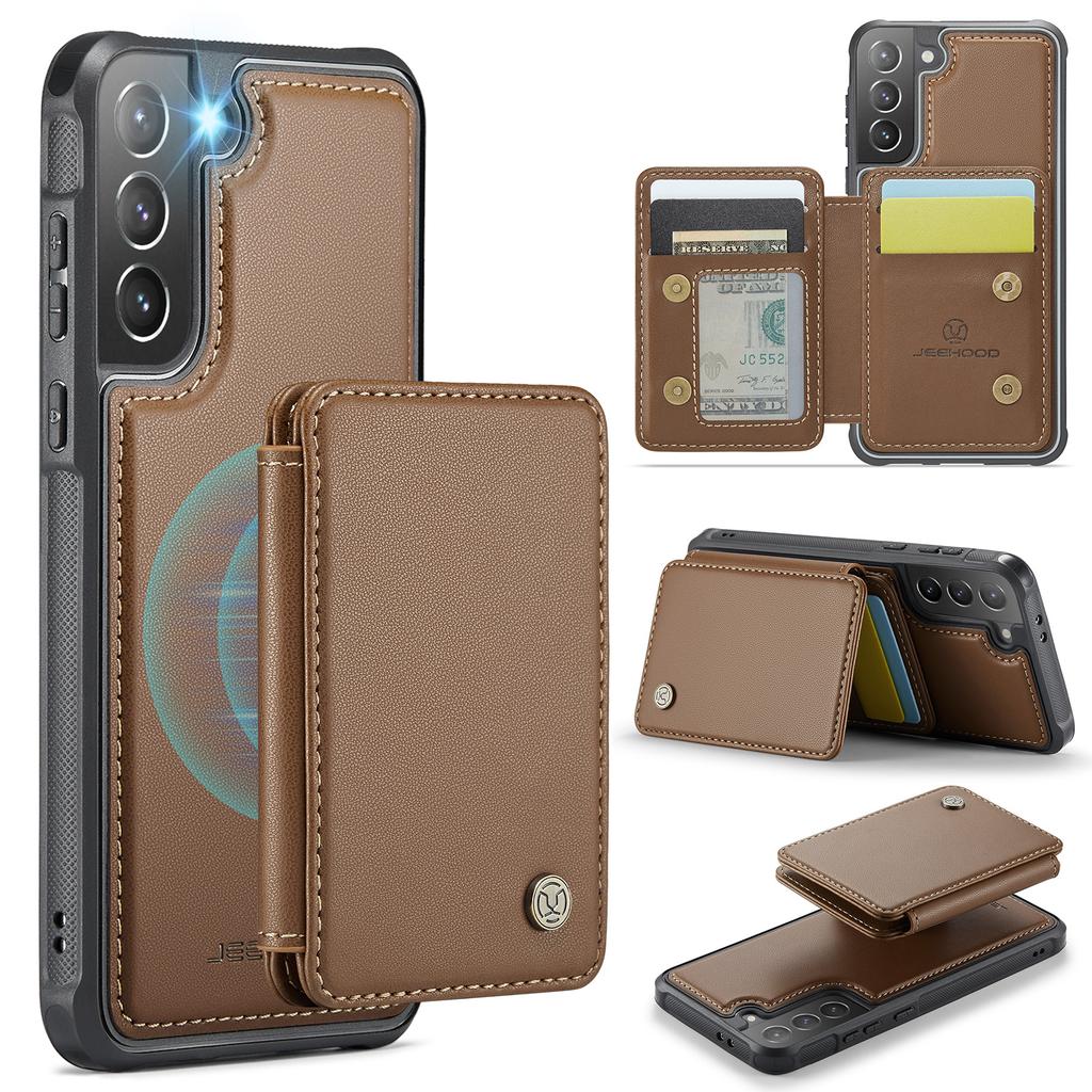 For Samsung Galaxy S21+ 5G Case Leather Mobile Cover with Detachable Magnetic Card Bag