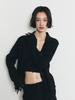 HALF DEVIL US Knit V-Neck Collared Cardigan_Black