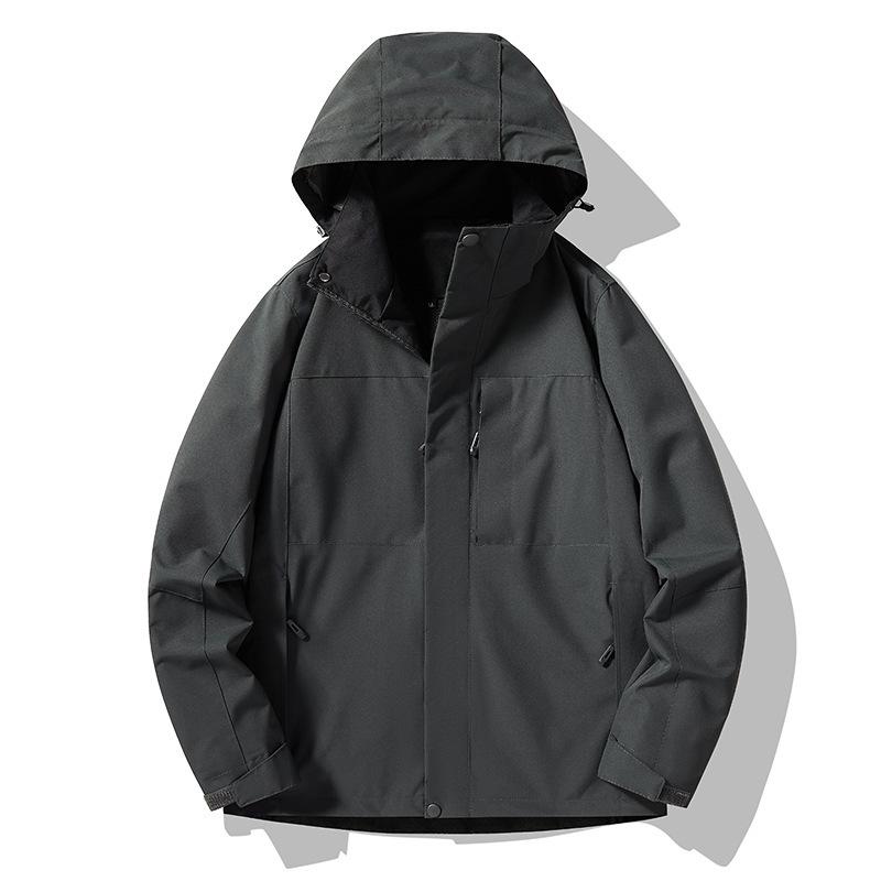 2024 Spring/Autumn Couple's Hooded Windbreaker - High Quality, Windproof, Waterproof, Wear-Resistant, Trendy, Versatile Solid Color Jacket