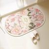 Elegant Bathroom Floor Mat Soft Flower Printing Absorbent Bath Carpet Machine Washable Quick Drying Anti Slip Door Mat