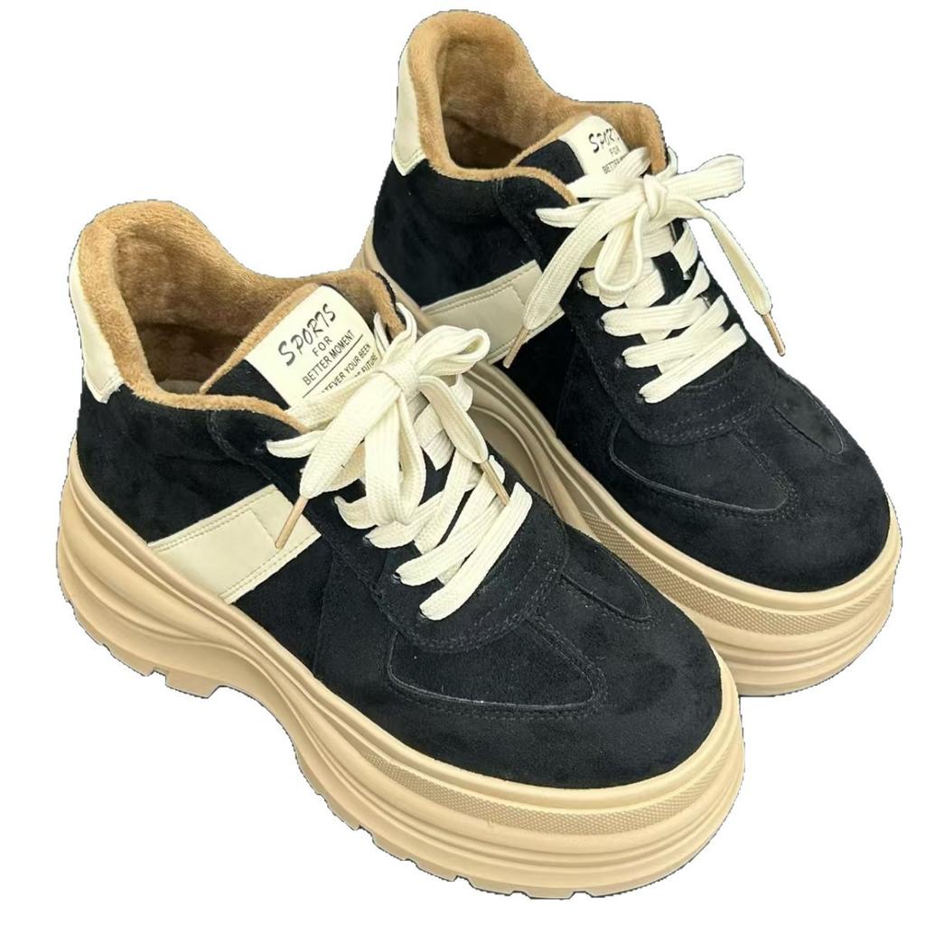 [Fanfna] Retro Platform German Training Shoes Women's 2025 Autumn New Muffin Bottom Color Matching Lace-up Casual Sports Shoes