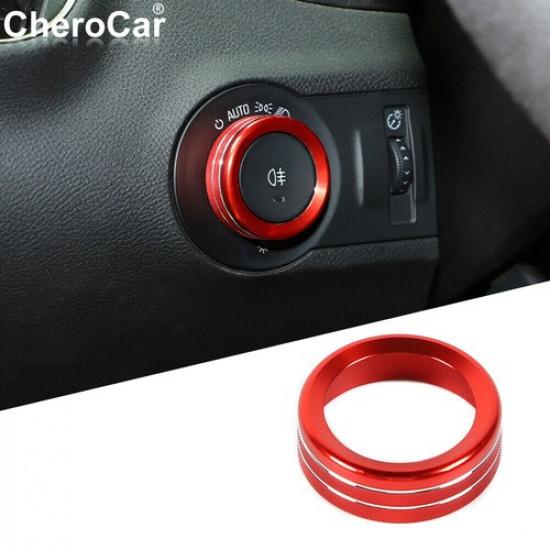 Console Headlight Switch Knob Cover Trim Ring For 2010-2015 Chevrolet Camaro Red