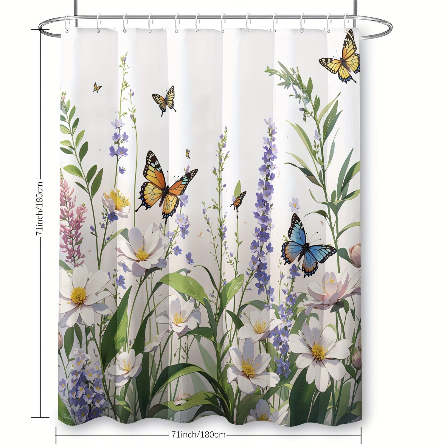 

Floral & Butterfly Curtain Set - Water-Resistant, Hooks Included, 70.87In, All-Season W60H190(CM)-1 Pcs