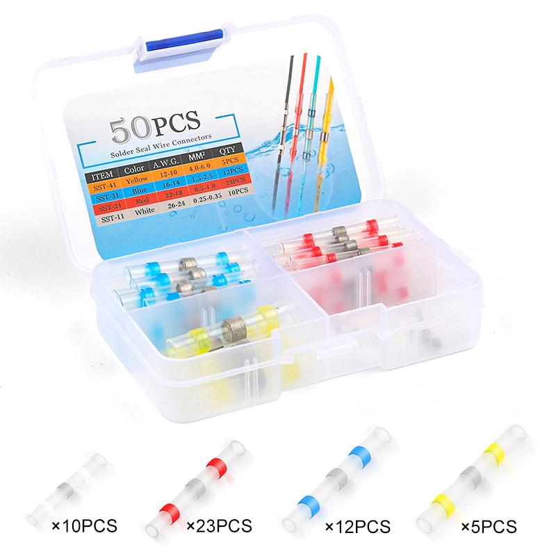 50-400 PCS Wire Connectors Solder Stick Wire Connector Insulated Solder Heat Shrink Waterproof Crimp Cable Terminals for Cable