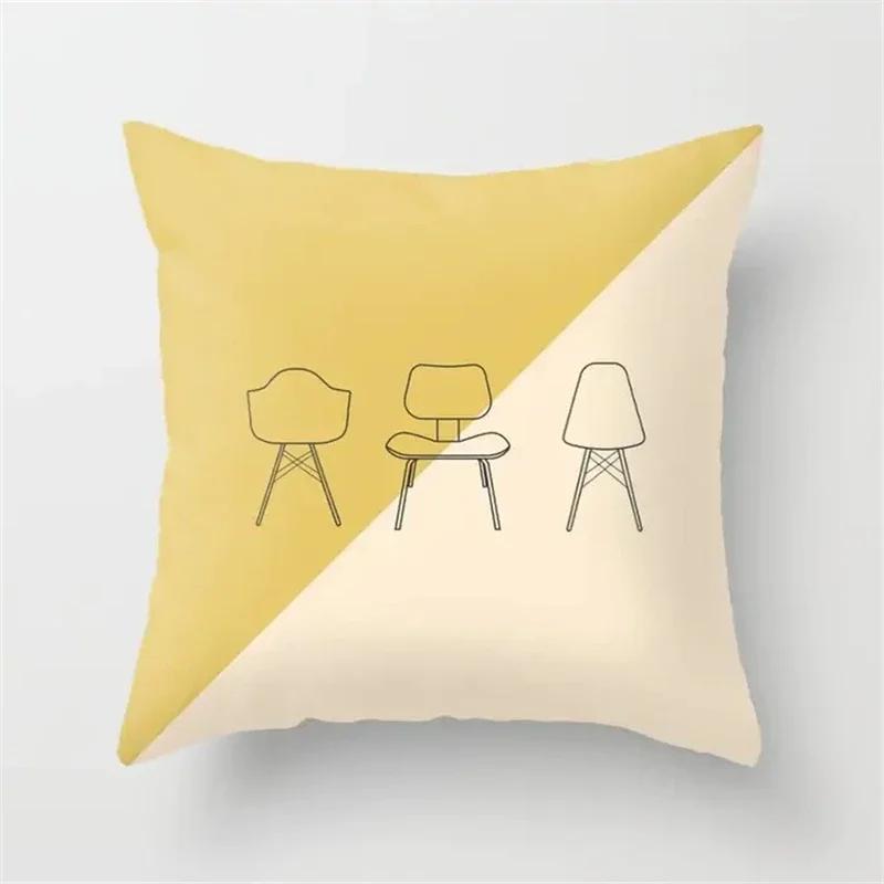 Nordic Light Pink Yellow Geometry Cushion Cover Abstract Art Polyester Pillowscase Simple Modern Couch Decorative Pillow Covers