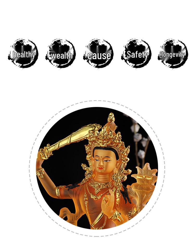Manjushri Bodhisattva Water Glaze Resin Statue for Home Altar or Living Room Décor