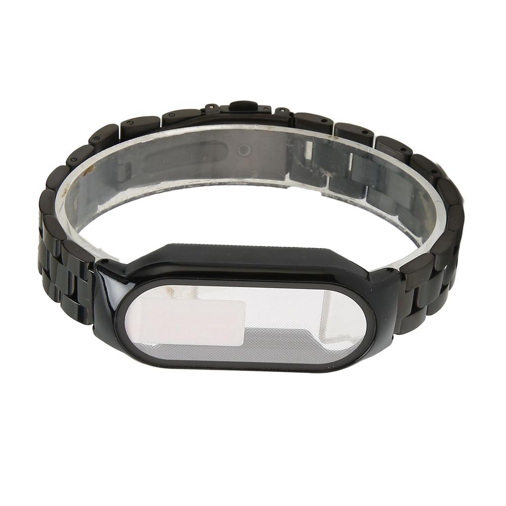 Uhrarmband Einfach Verstellbar Vollschutz Edelstahl Ersatzarmband für Mi Band 7 Schwarz