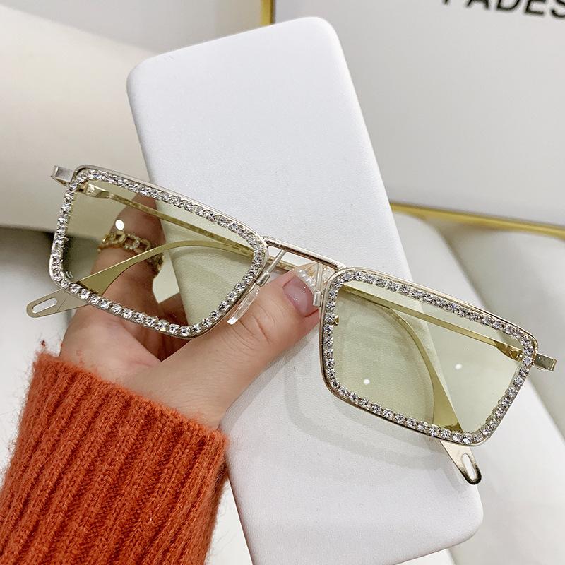 Frameless Sunglasses, Creative Personalized Women'S Sunglasses, Square Frame Sunglasses With Diamonds