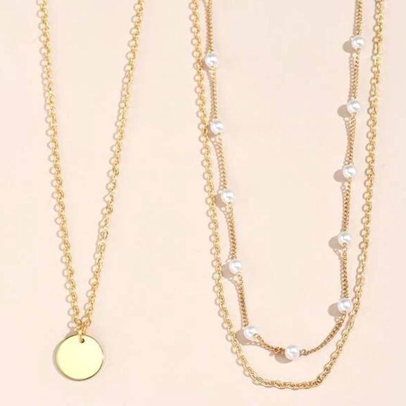 Pearl Double-Layer Geometric Necklace - Versatile Casual Fashion Pendant
