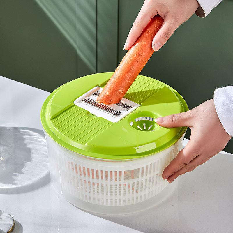 Household Salad Dryer Salad Spinner Vegetable Dehydrator Multi-Function Absorbent Basket Manual Vegetable Dryer Kitchen