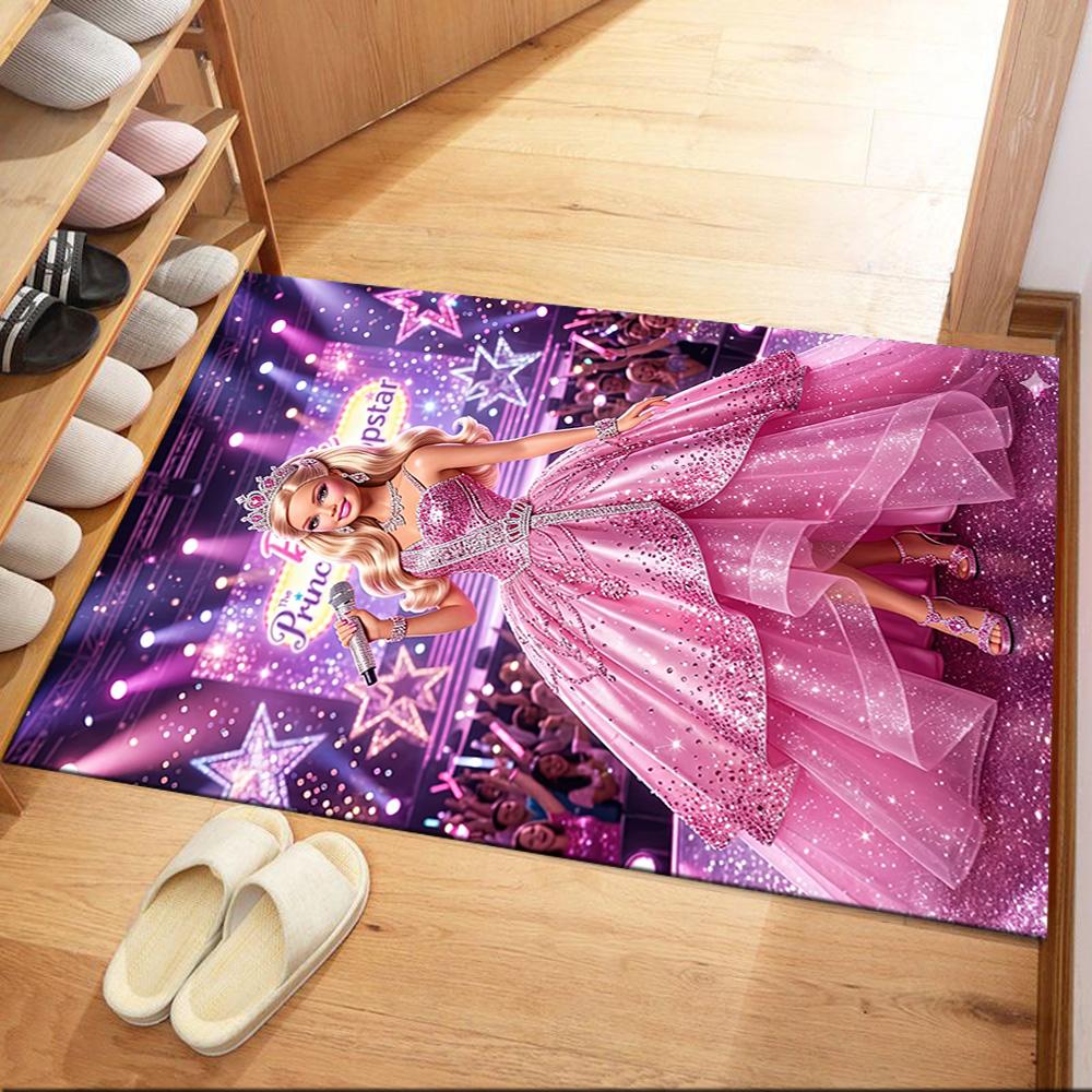 Barbie Glittery Pink World Square rugs are a great choice for living rooms, bedrooms, home décor, and as gifts.