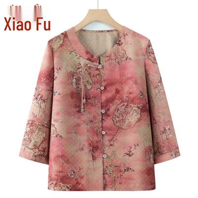 Elderly Women's Chinese Style Floral Summer Shirt