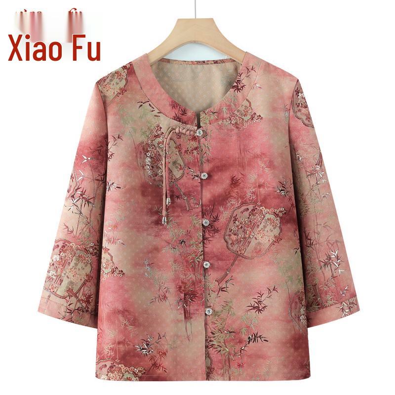 Elderly Women's Chinese Style Floral Summer Shirt