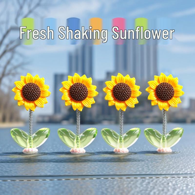 Adorable Swinging Sunflower Car Ornament for Dashboard or Rearview Mirror