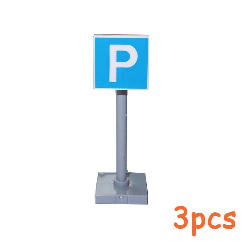 Non-Toxic Moc City Traffic Lights Road Signs Roadblock Signal Light Speed Limit Diy Building Block Scene Construction Minifigs Accessories