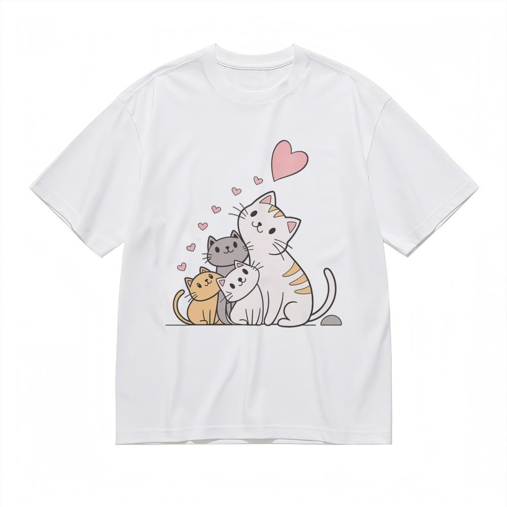 

Men s Soft Breathable All Season Classic T-Shirt Lovely Cat Family Graphic Tee S