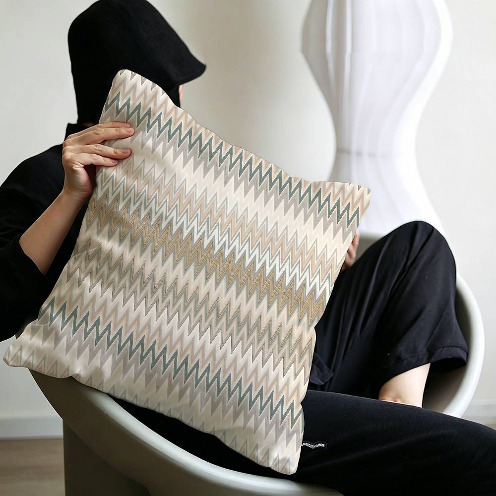 Geometrische Wellen Kissenbezüge Cartoon Sofa Dekoration Zuhause Zweiseitiger Druck Kurzer Plüsch Niedliche Kissenhülle