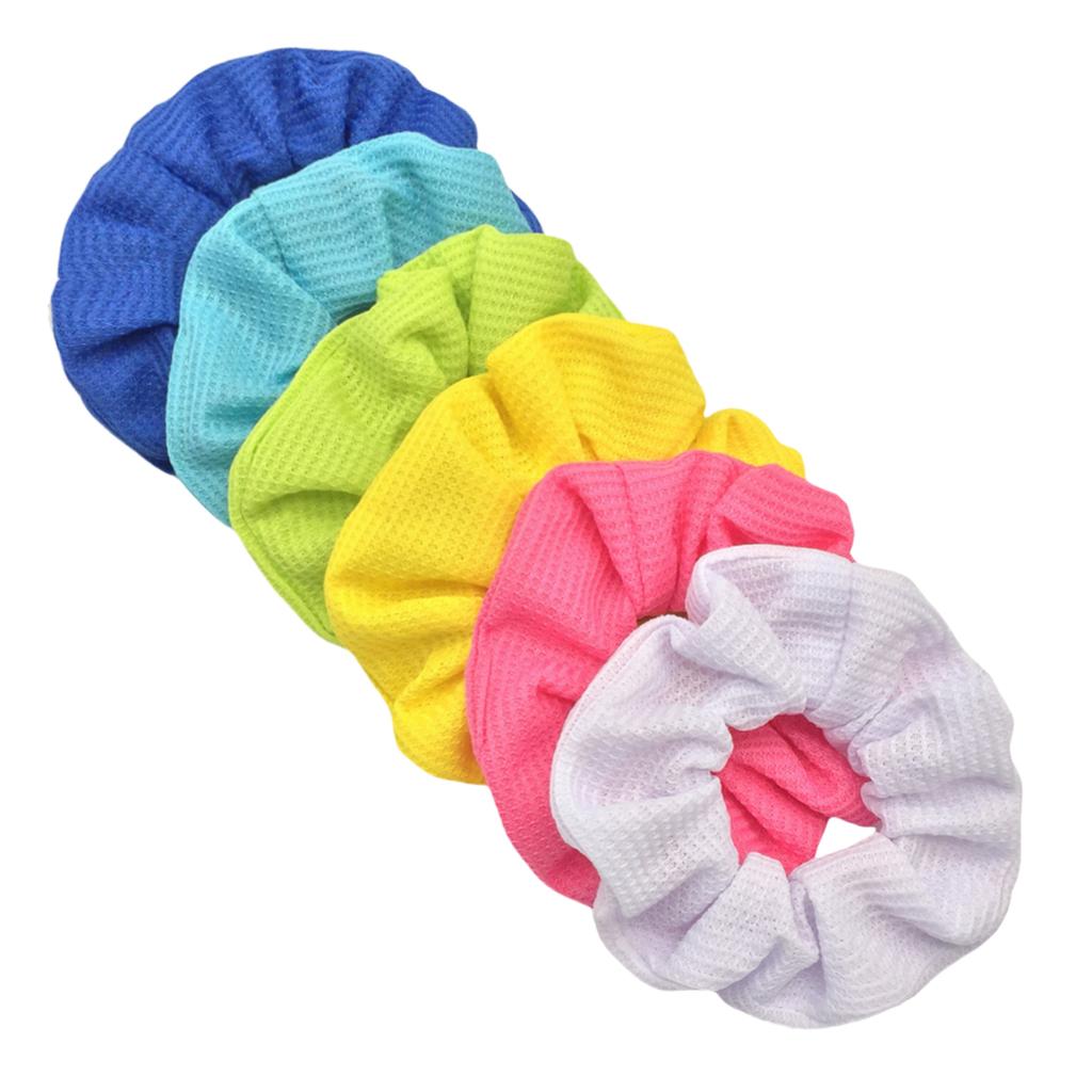 6pcs/lot Candy Color Scrunchies Elastic Hair Band Women Girls Ponytail Holder Rubber Accessories Waffle fabric