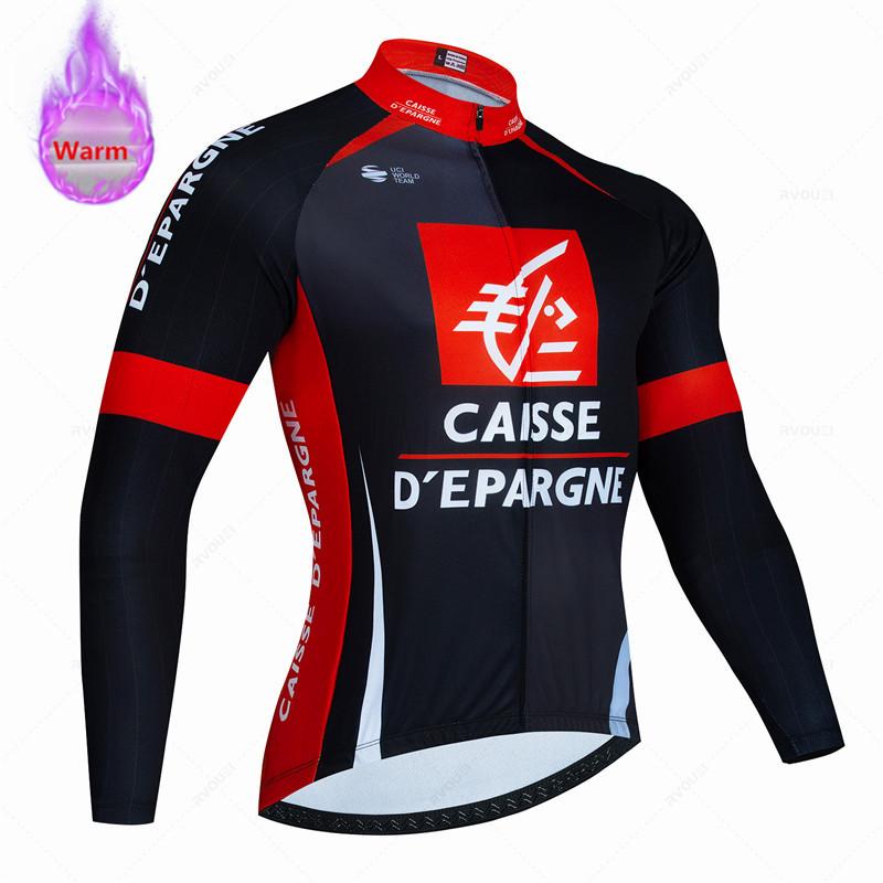 2026 Caisse D'Épargne Winter Thermal Fleece Cycling Jersey Set Team Bike Suit Mountian Bicycle Clothing Ropa Maillot Ciclismo Hombre