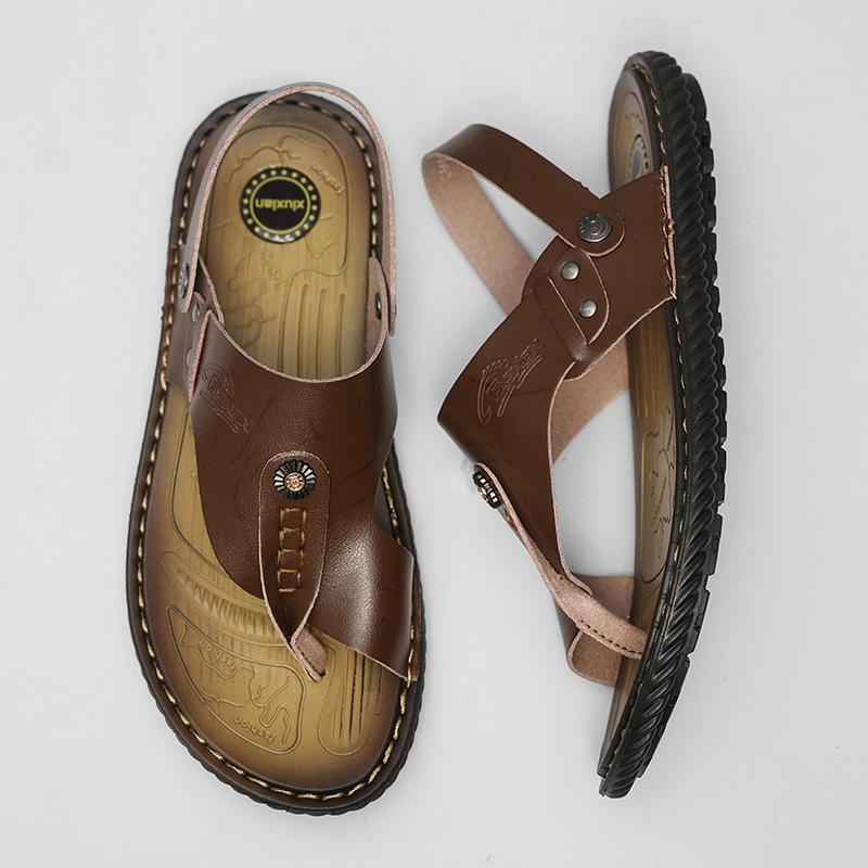 2025 New Summer Men's 2668 Large Size Sandals Trendy Men's Foot-pinching Herringbone Beach Shoes Men's Cool Slippers