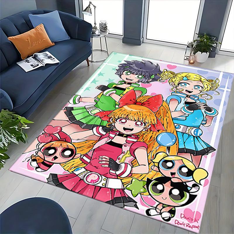 1pc Powerpuff Girls Anime Cartoon Design Office Chair Mat Non-Slip Carpet for Home Decor, Living Room, Bedroom, Game Room - Perfect Gift for Any Occas