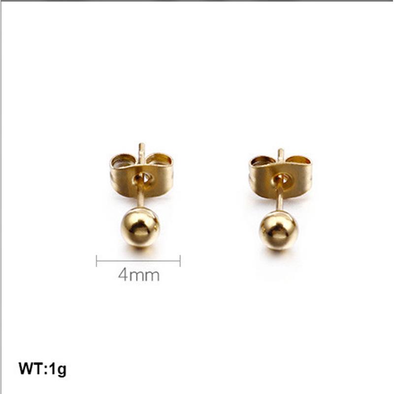 European & American Titanium Steel Round Bead Women's Stud Earrings - Simple Street Style Accessories