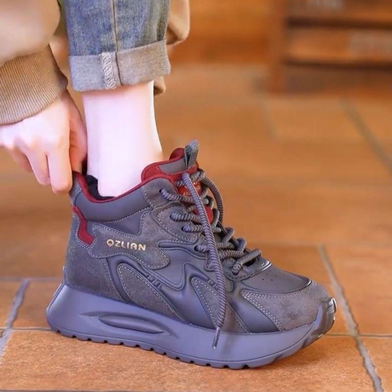 Sportssko med myk såle dame vinter fløyel varme bomullssko nye tykke såler øker Forrest Gump