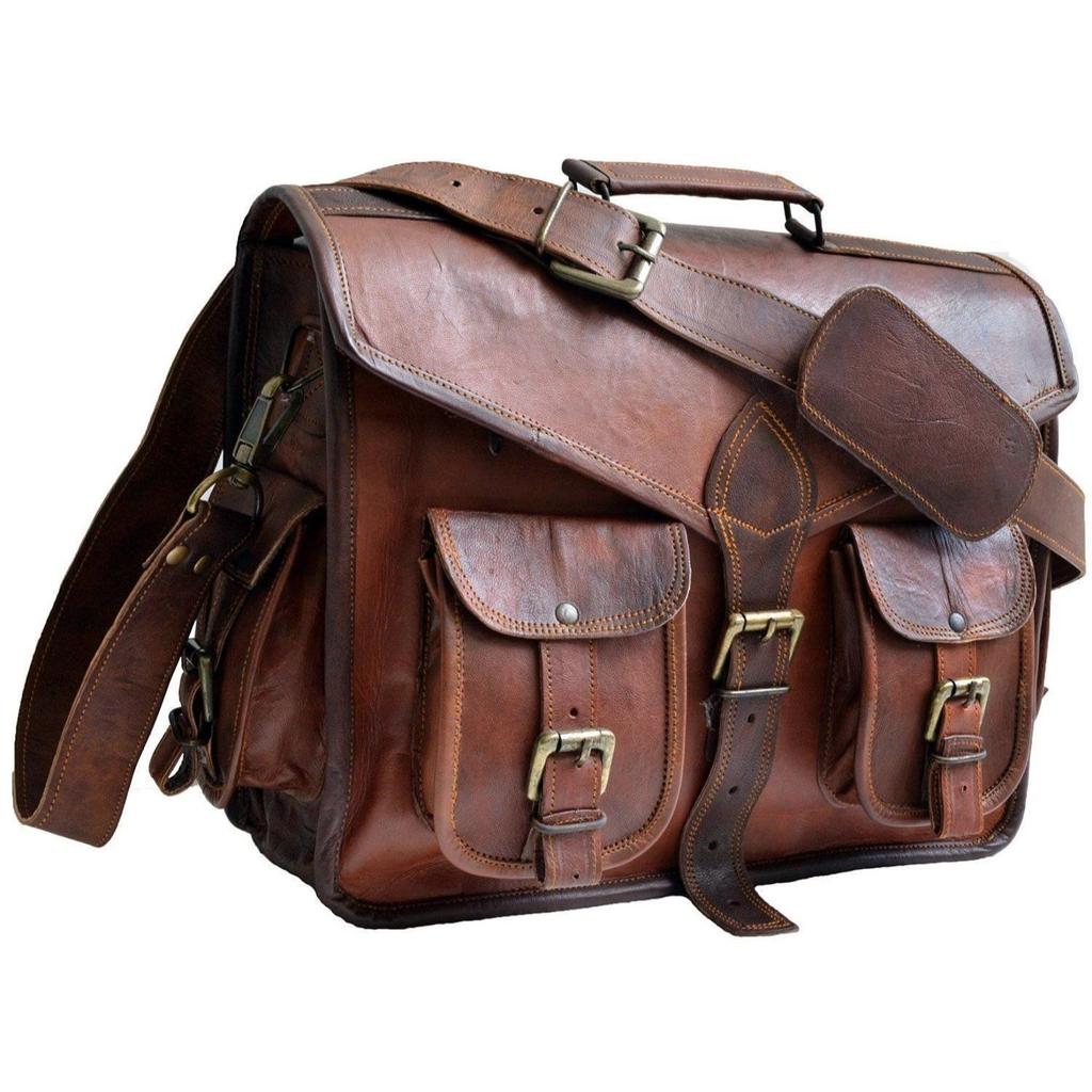 Leather Messenger Bag Laptop Bag Computer Case Shoulder Bag for Men & Women