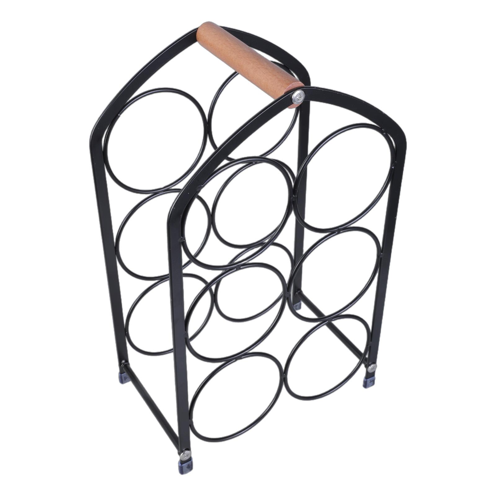 

Элегантная винная стойка в виде птичьей клетки для дома или кухни 3 яруса Подставка-держатель для винных бутылок Компактная настольная полка для хранения чёрный