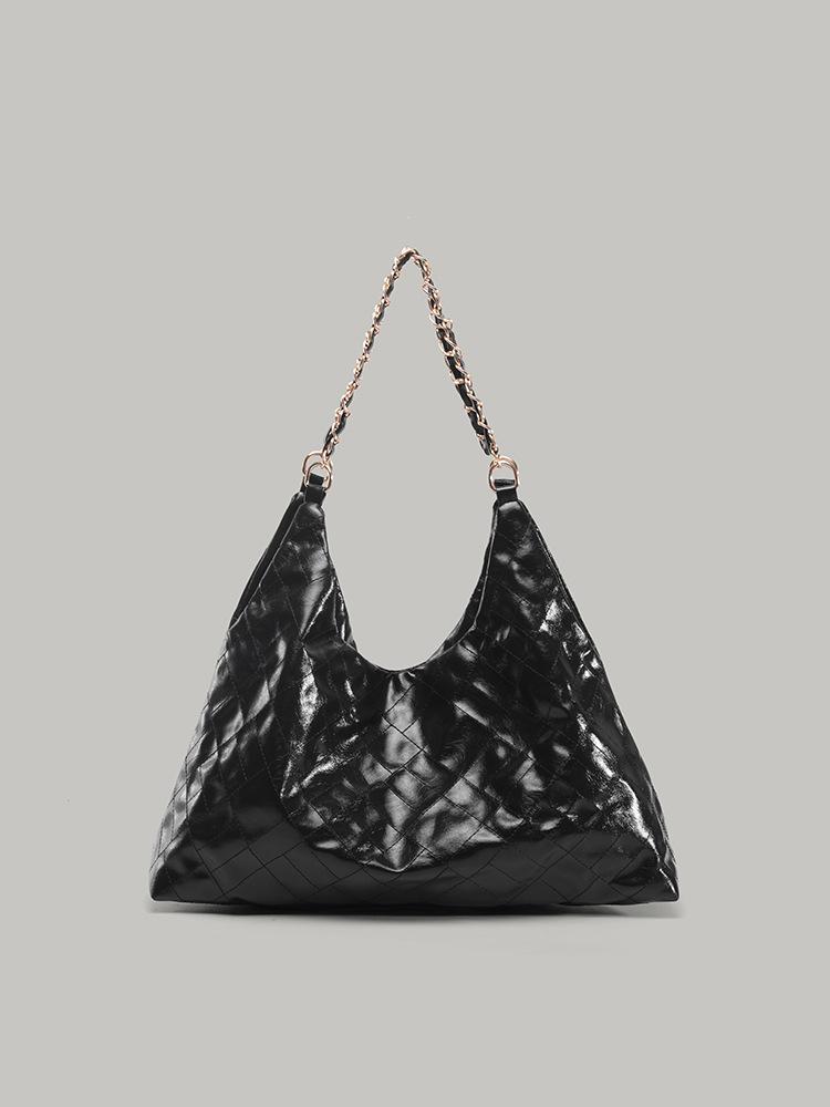 

Niche women s bags 2025 new Xiaoxiang rhombus chain shoulder bag lazy sense fashionable versatile commuter tote bag чёрный