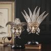 European Creative Vintage Mask Resin Figurines Accessories Art Home Room Desk Decoration Items Office Club Bar Furnishing Decor