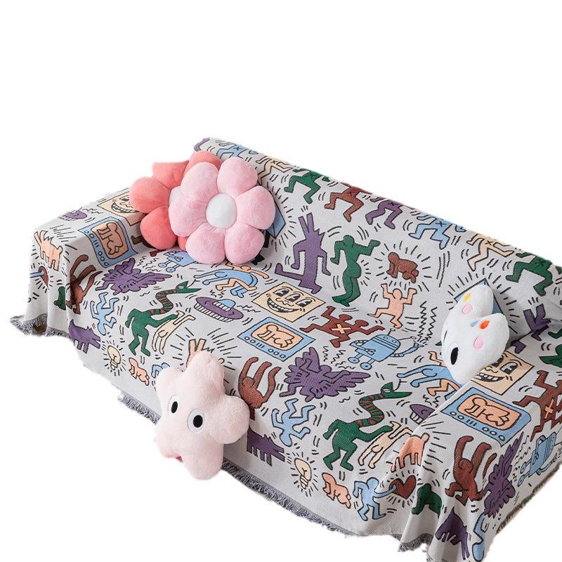 Sofa Blanket American Graffiti Cartoon Illustration Decorative Tapestry Office Casual Blanket Sofa Towel Full Cover