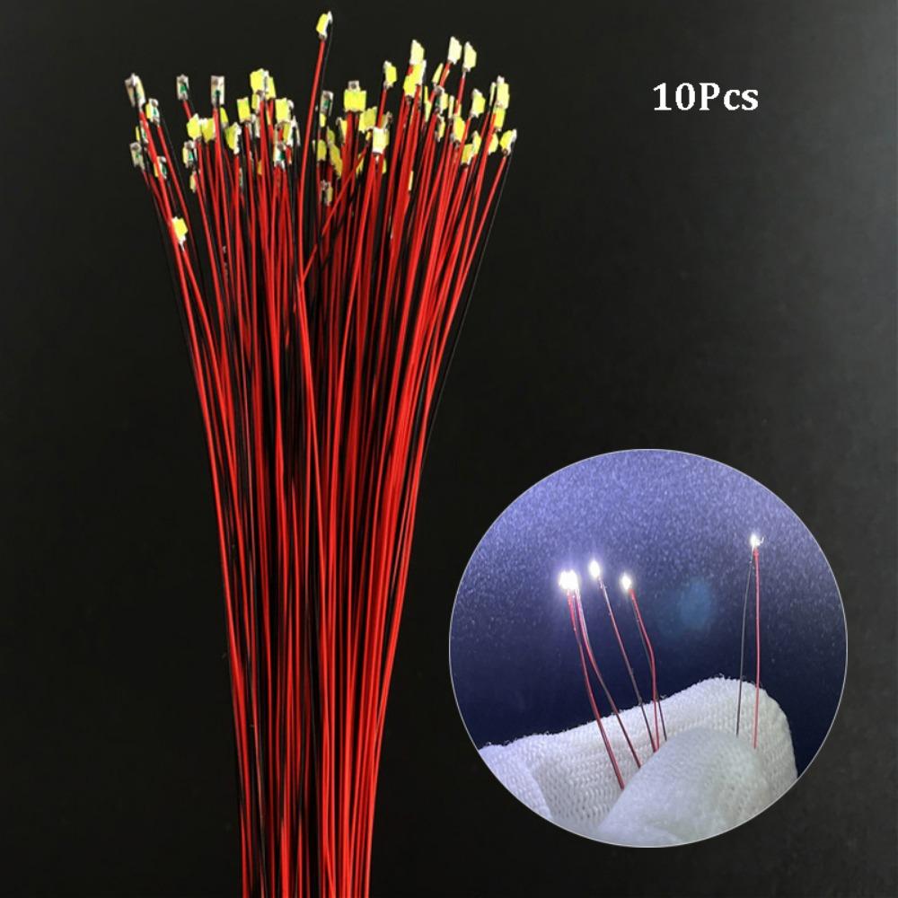 10Pcs Red Black Line 0805LED SMD Wire  Light HO N OO Scale Pre-soldered Micro Railway Decoration