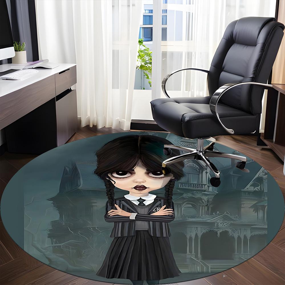 1PC Wednesday Office Round Area Rug, Indoor Mat Suitable For Office, Under Office Chairs Bedroom Living Room Home Decor, Room Deco110