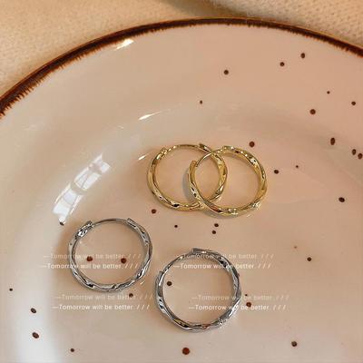 High-End Plain Hoop Earrings for Women: Korean Niche, Cold Style, Celebrity Fashion, All-Match Accessories