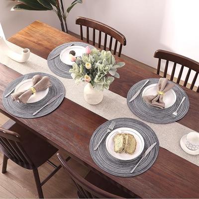 Round Placemats Set of 4 Round Table Placemats Braided Cotton Place Mats 30cm for Kitchen Dining Table Holiday Party