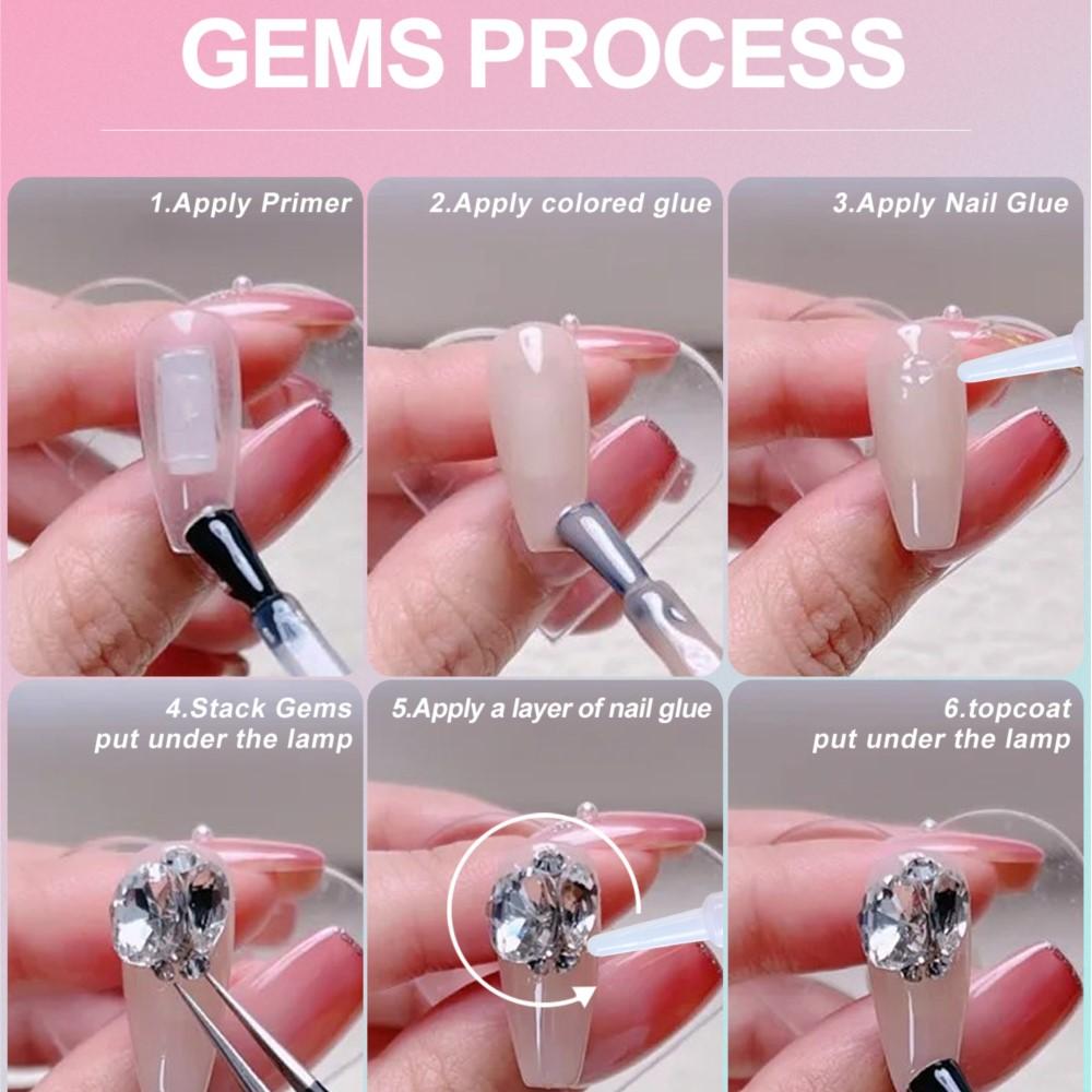 10Pcs*2g Fast Drying Nail Art Glue Acrylic False Nail Tips Sticky Gel Paste Gem Jewelry Decorations Nail Glue Manicure Tools