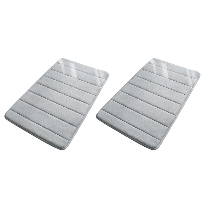 Set Of 2 NonSlip Bath Mats Quick Dry Rugs Polyester Carpet Easy To Clean Bathmat Machine Washable