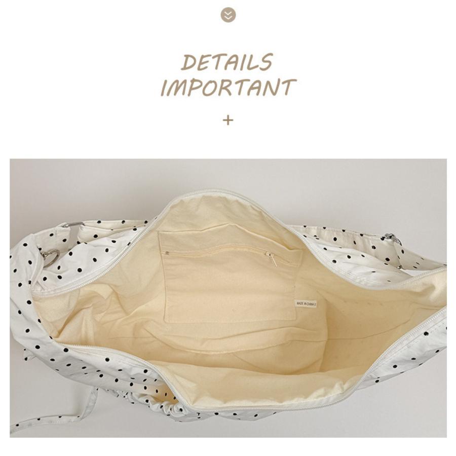 Cute Polka Dot Drawstring Crossbody Bag Korean Style Fashionable Shoulder Handbag Trendy Water Dumpling Bag for Women KTB
