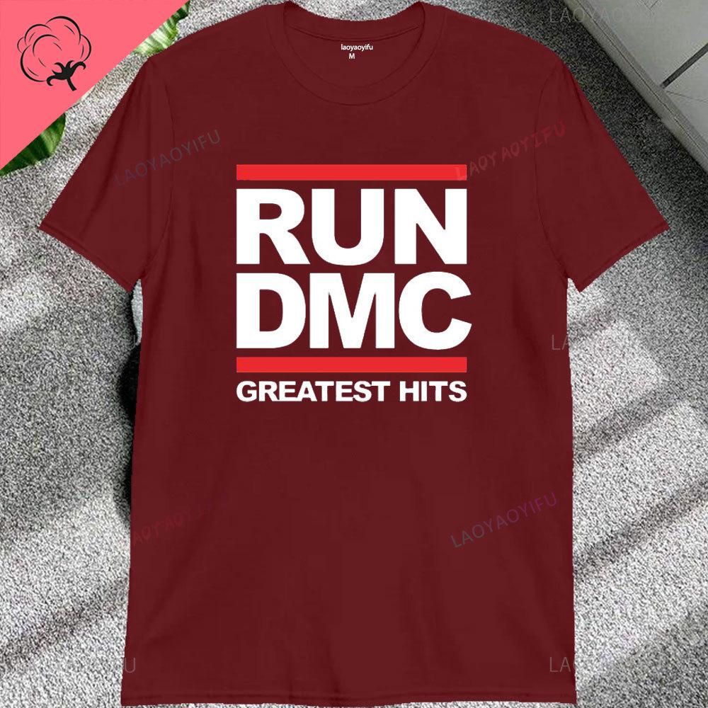 Vintage Run Dmc Hip Hop Rock Muisc Printed Graphic Male Tshirts Short Sleeve Streetwear Loose Women Tshirt Casual Fashion Tees