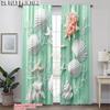 Set Of 2 Curtain Popular Print Beautiful Shell Versatile Fabric Without Rod Stuff Clearance Use Room Kitchen Study For Made Polyester