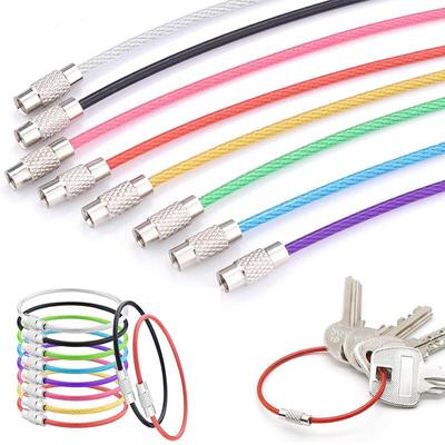 1 db rozsdamentes acél kábelhuzal kulcstartó gyerekeknek kulcstartók Utazási Repülőgép Csomagcímke hurkok Akasztható kültéri kulcstartó tartozékok