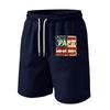 Men's Drawstring Waist Casual Shorts with Flag Graphic Elastic Adjustable Fit Lightweight Relaxed Style for Everyday Wear
